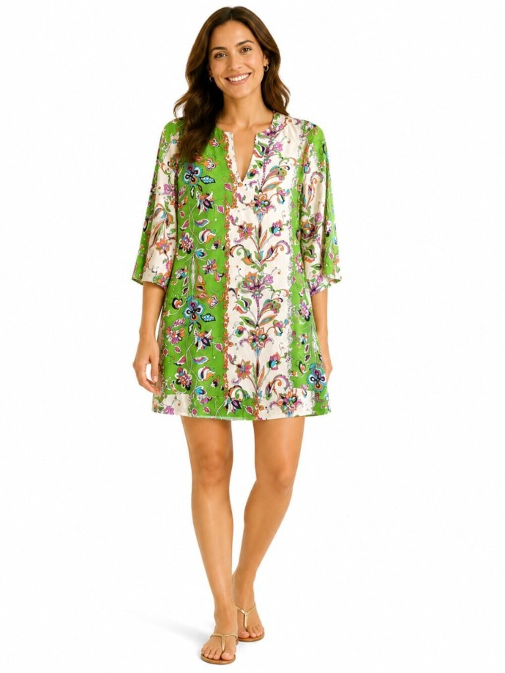 Alice & Trixie Multicolor Floral 100% Cotton Tunic Dress